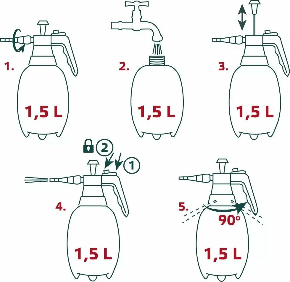 Spërkatës me presion Verto 15G502 1.5 L, gjelbër/bardhë