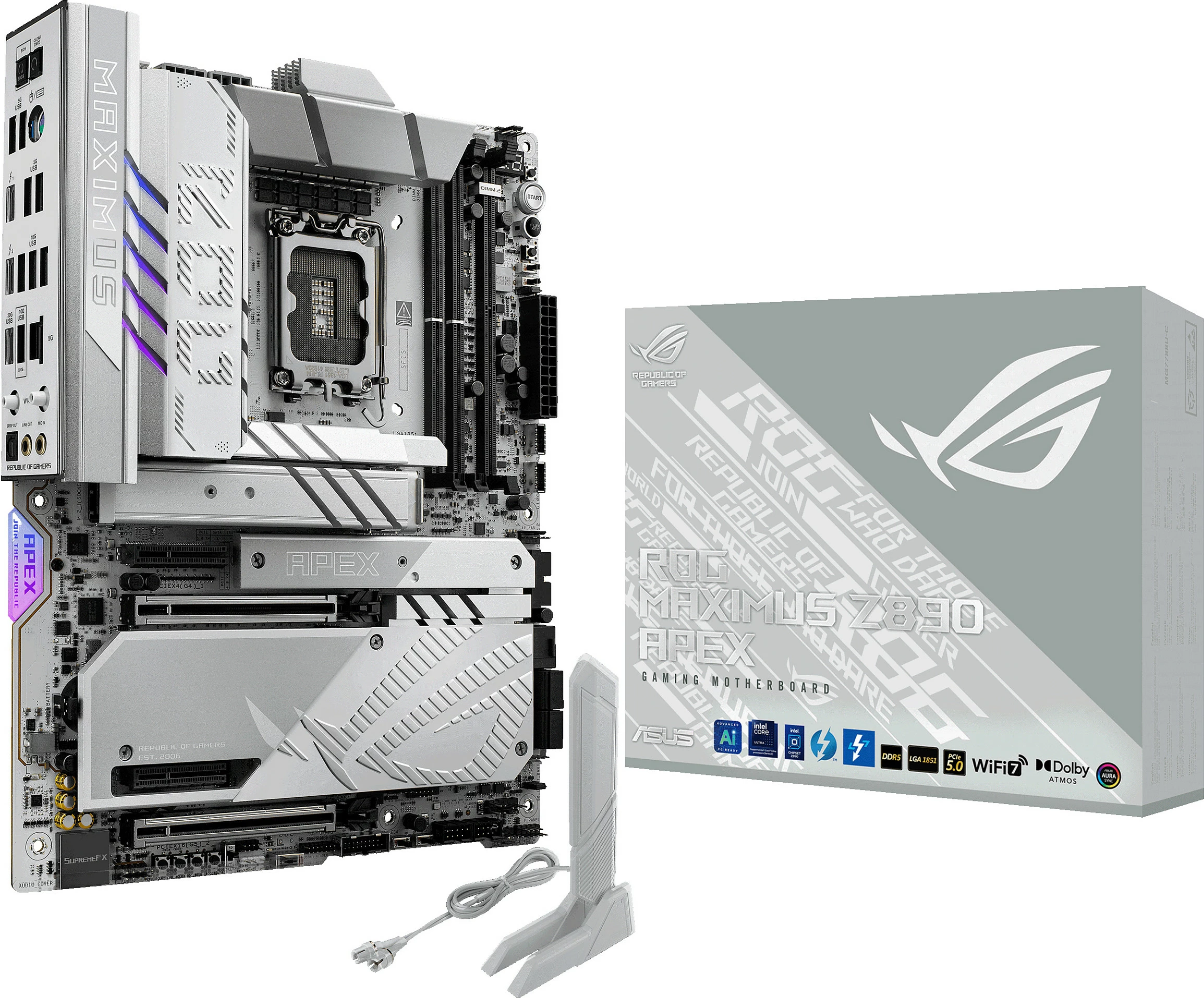 Pllakë amë ASUS ROG MAXIMUS Z890 APEX, Intel, LGA 1851, DDR5, 96 GB, gri