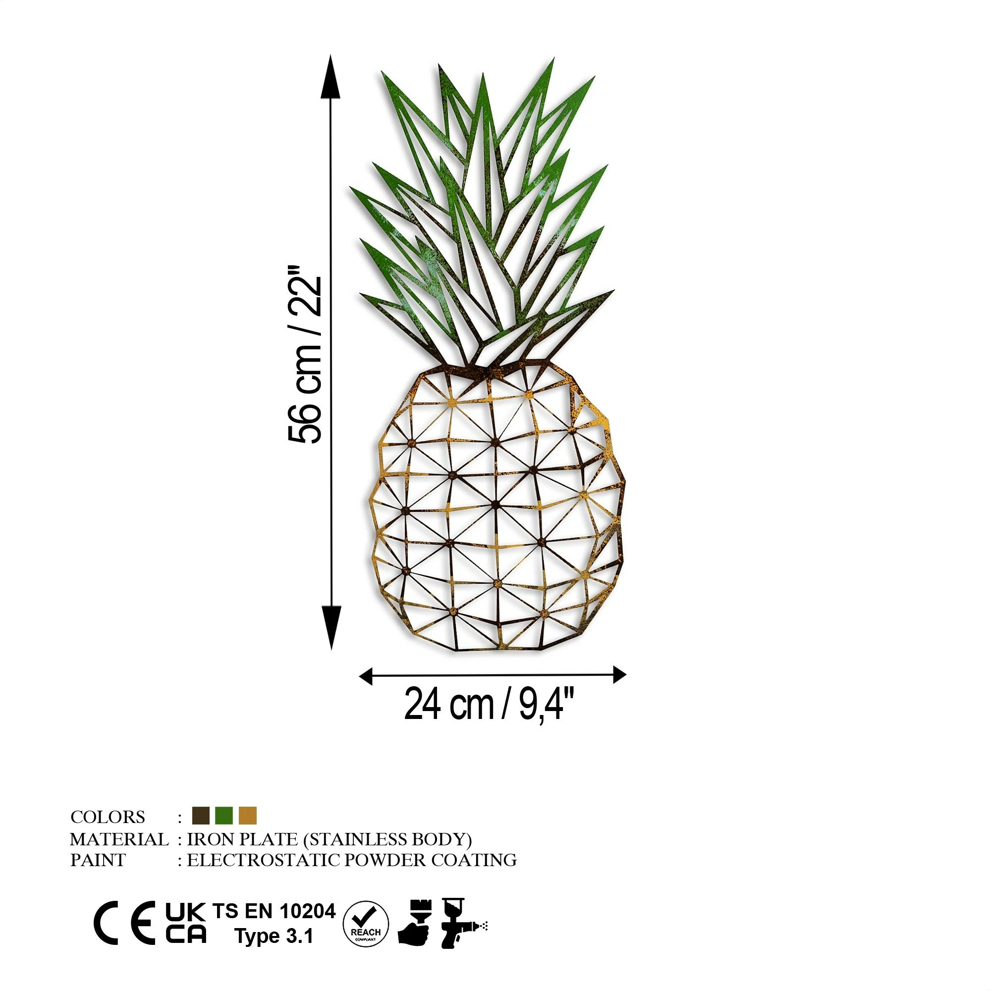 Aksesor muri dekorativ prej metali, ananas, Wallity 223