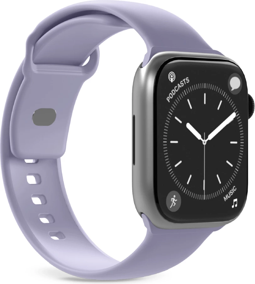 Rrip Smartwatch Puro Icon për Apple Watch 38/40/41/42 mm, silikon, me kopëse metalike, set 2 rripa S/M & M/L, vjollcë