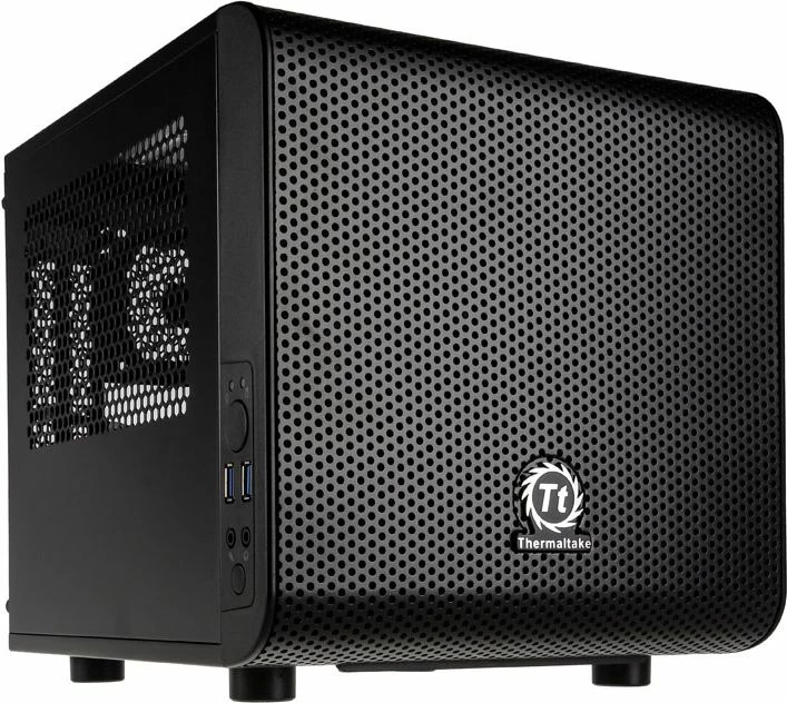 Kasë Thermaltake Core V1 CA-1B8-00S1WN-00 Mini-ITX Cube Tower me dritare, pa furnizim rryme, e zezë