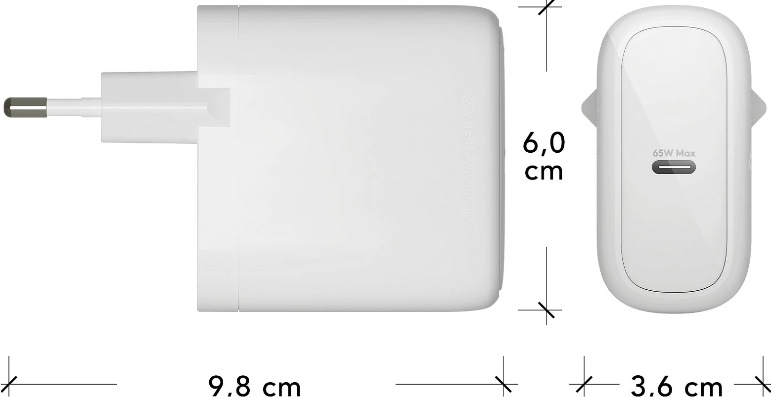 Karikues murit dbramante1928 USB-C 65W, EU plug, i bardhë