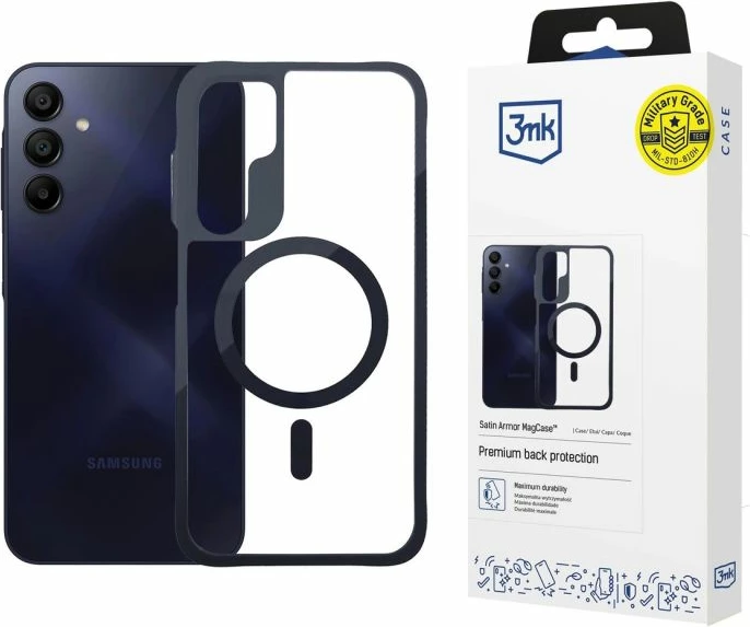 Kapak telefoni 3mk Satin Armor MagCase për Samsung Galaxy A15 5G, transparent