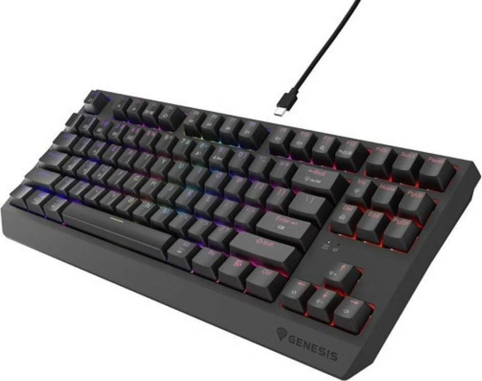 Tastierë mekanike gaming GENESIS Thor 230 TKL Wireless (NKG-2106), Outemu Red, RGB, Bluetooth/2.4GHz/USB, US layout, e zezë
