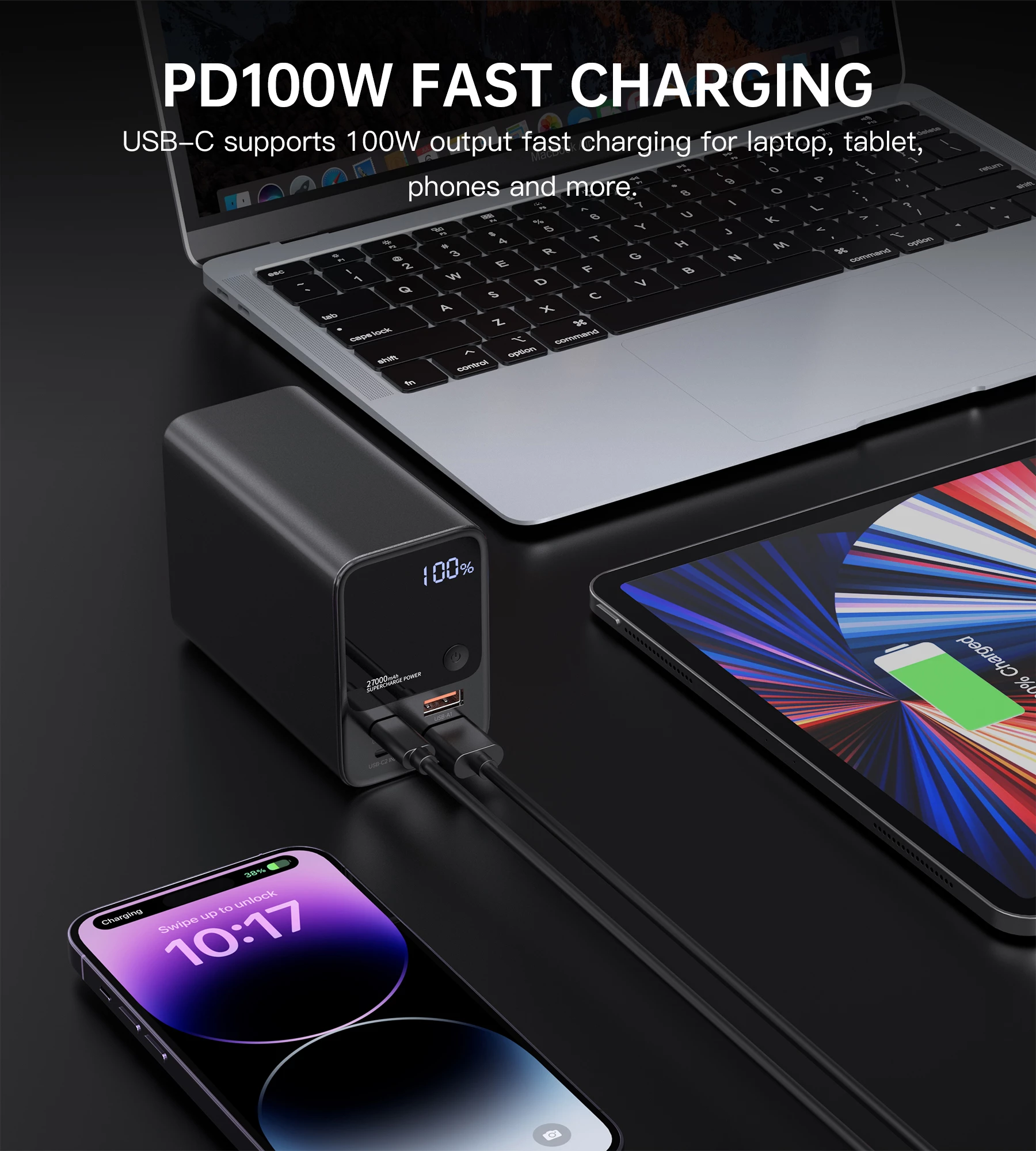 Powerbank Choetech B635BK, 27000mAh, 22.5W, e zezë