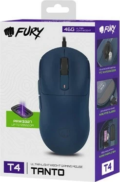 Maus ergonomik Fury Tanto T4, RGB, 12000 DPI, 7 butona, ngjyrë granat