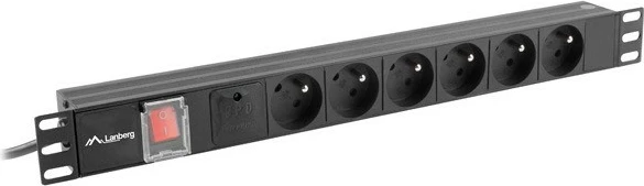 Listë elektrike rack Lanberg PDU-06E-0200-BK, 6 dalje, 1U, 16A, 2m, e zezë