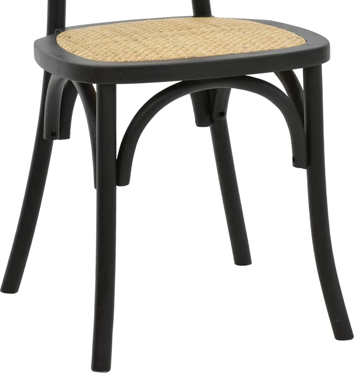 Karrige e grumbullueshme Zoel dru ahu e zezë dhe ratan natyral 45x52x82cm