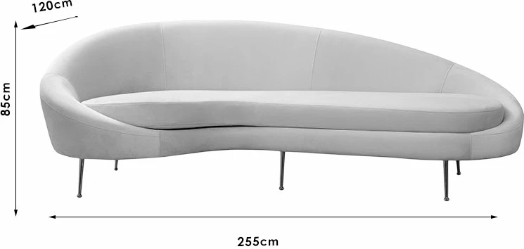 Divan treshe këndor i djathtë, pëlhurë bezhë, PWF-0574, 255x120x85 cm