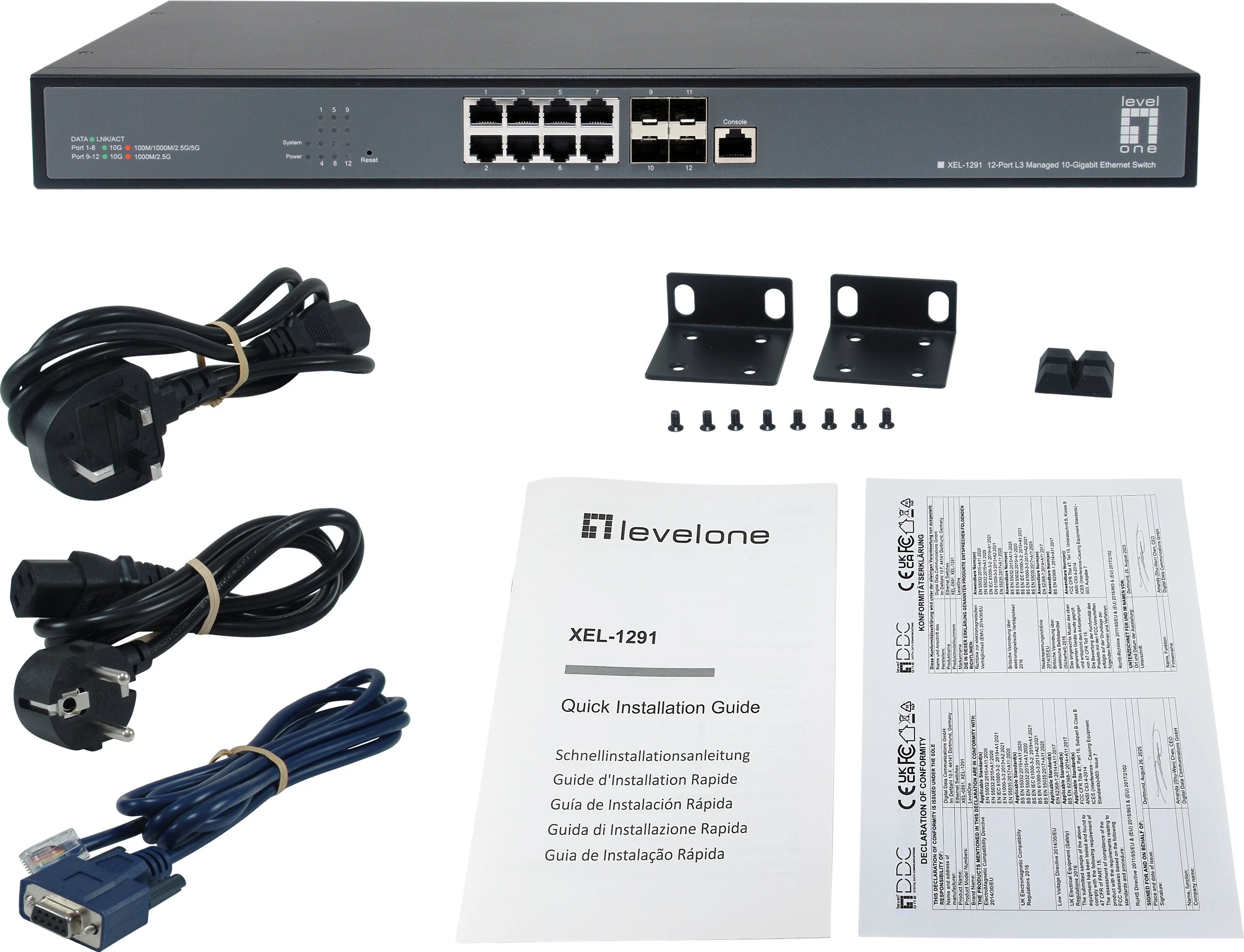 Switch LevelOne 8x10GbE/4x10G SFP+ Managed L3, 1U 19", i zi