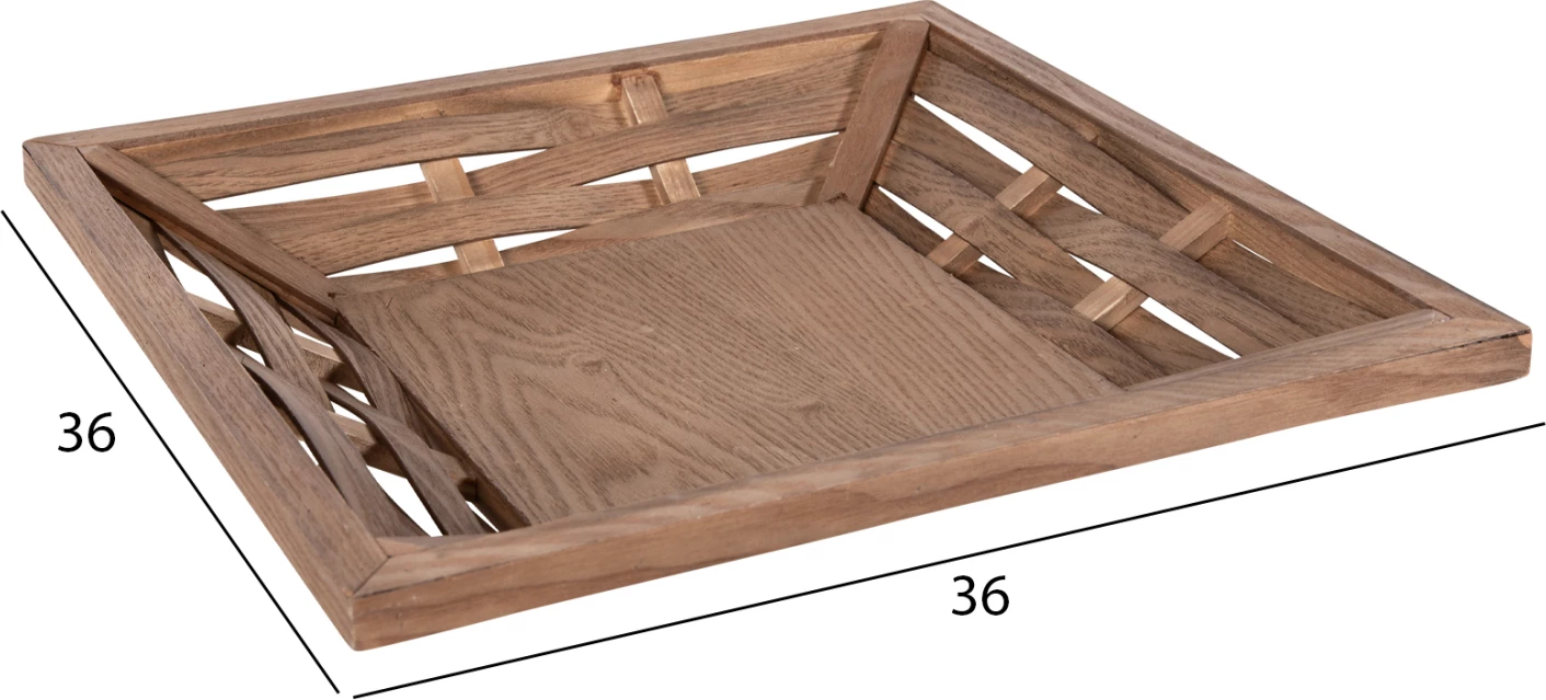 Tabaka shërbimi katrore, FH4229, dru bredhi dhe MDF, 36x36x6H cm