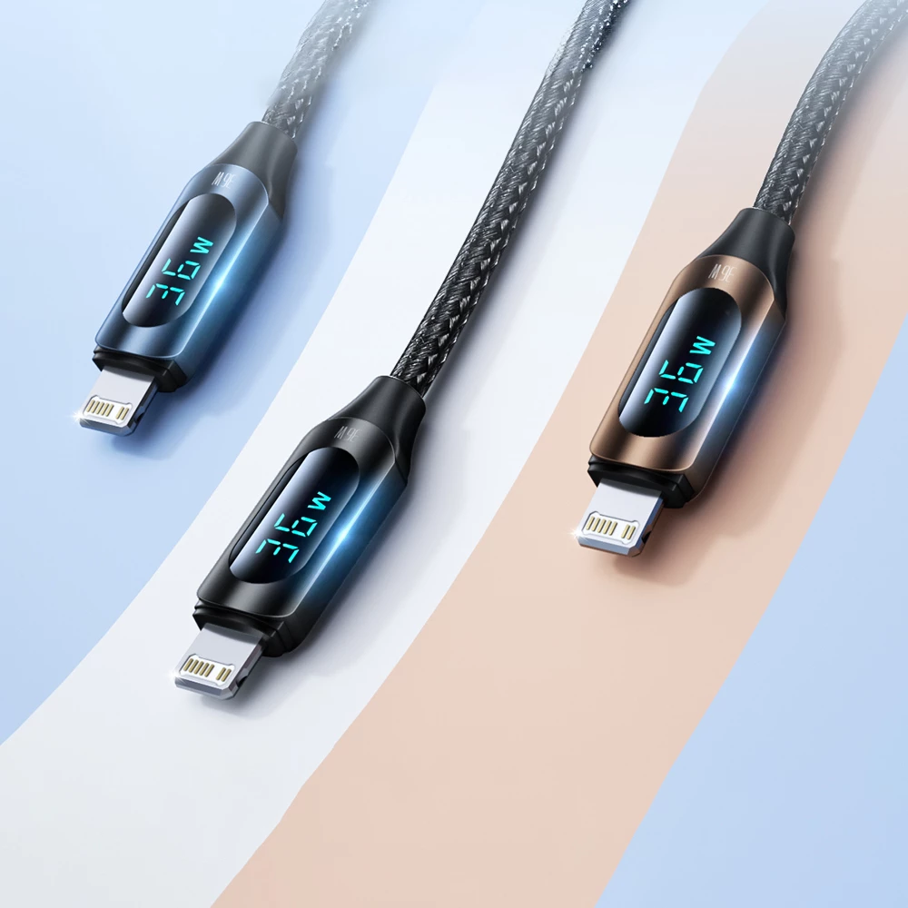 Kabllo Wozinsky WUCLC2 USB-C në Lightning, 2m, 36W, me ekran LED, e zezë