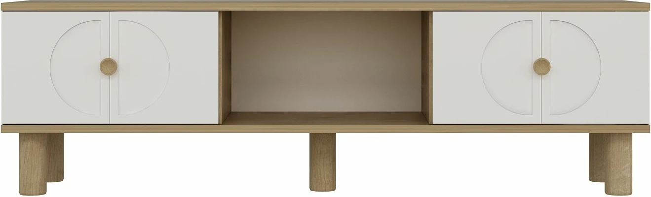 Komodë TV Skye Decor, ngjyrë lisi Sapphire, e bardhë