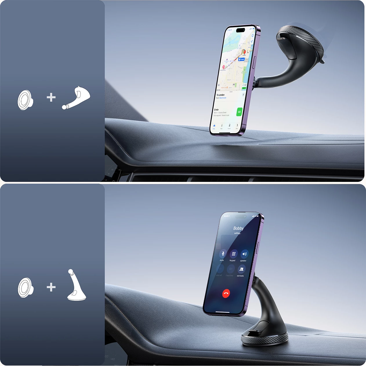 Mbajtës magnetik për celular Joyroom JR-ZS406, për kokpit/xham, i zi