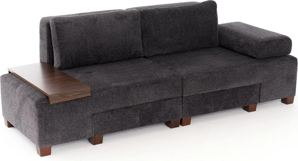 Krevat-sofá treshe, Atelier del Sofa, pëlhurë Perenna Chenille, antracit