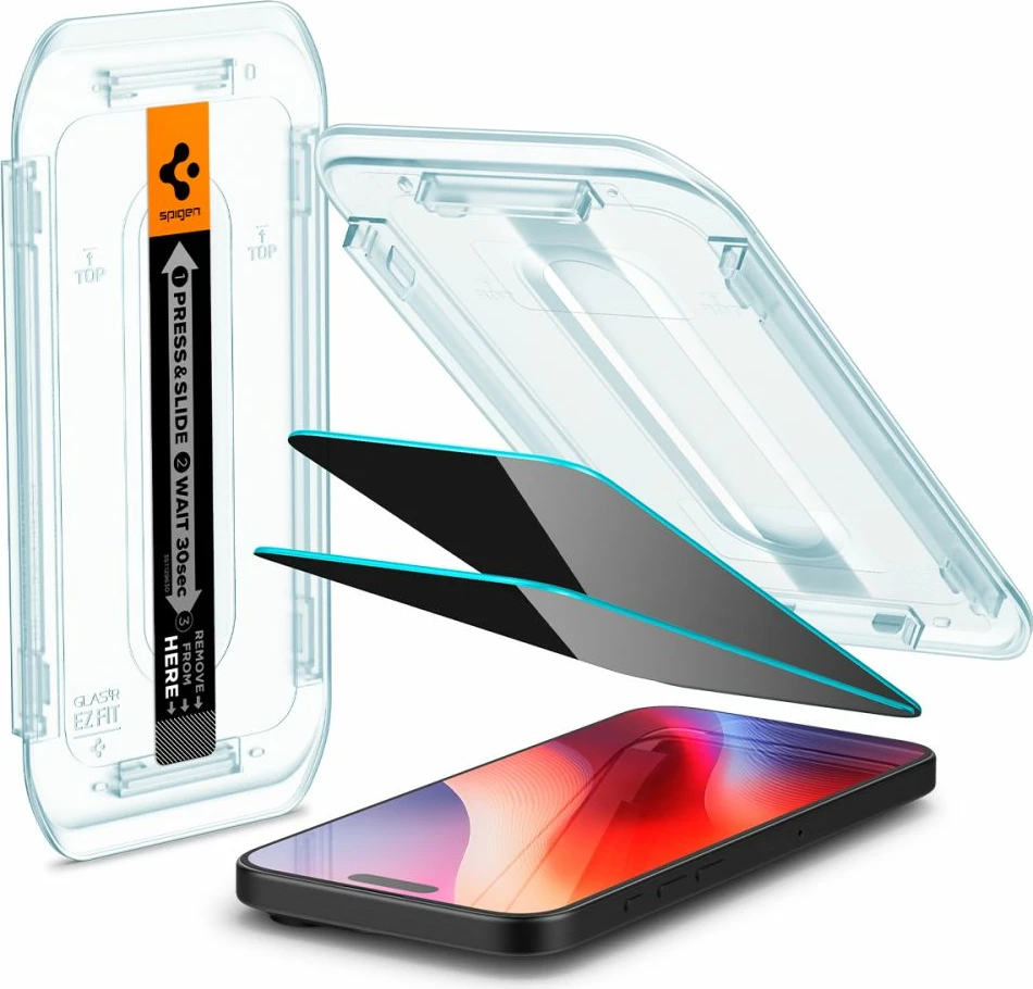 Xham mbrojtës Spigen Glas.tR EZ Fit Privacy për iPhone 16 Pro Max, 2 copë
