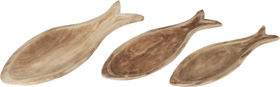 Set tabakash SIKINOS prej druri, natyrale, 3 copë, 68x27x7 cm