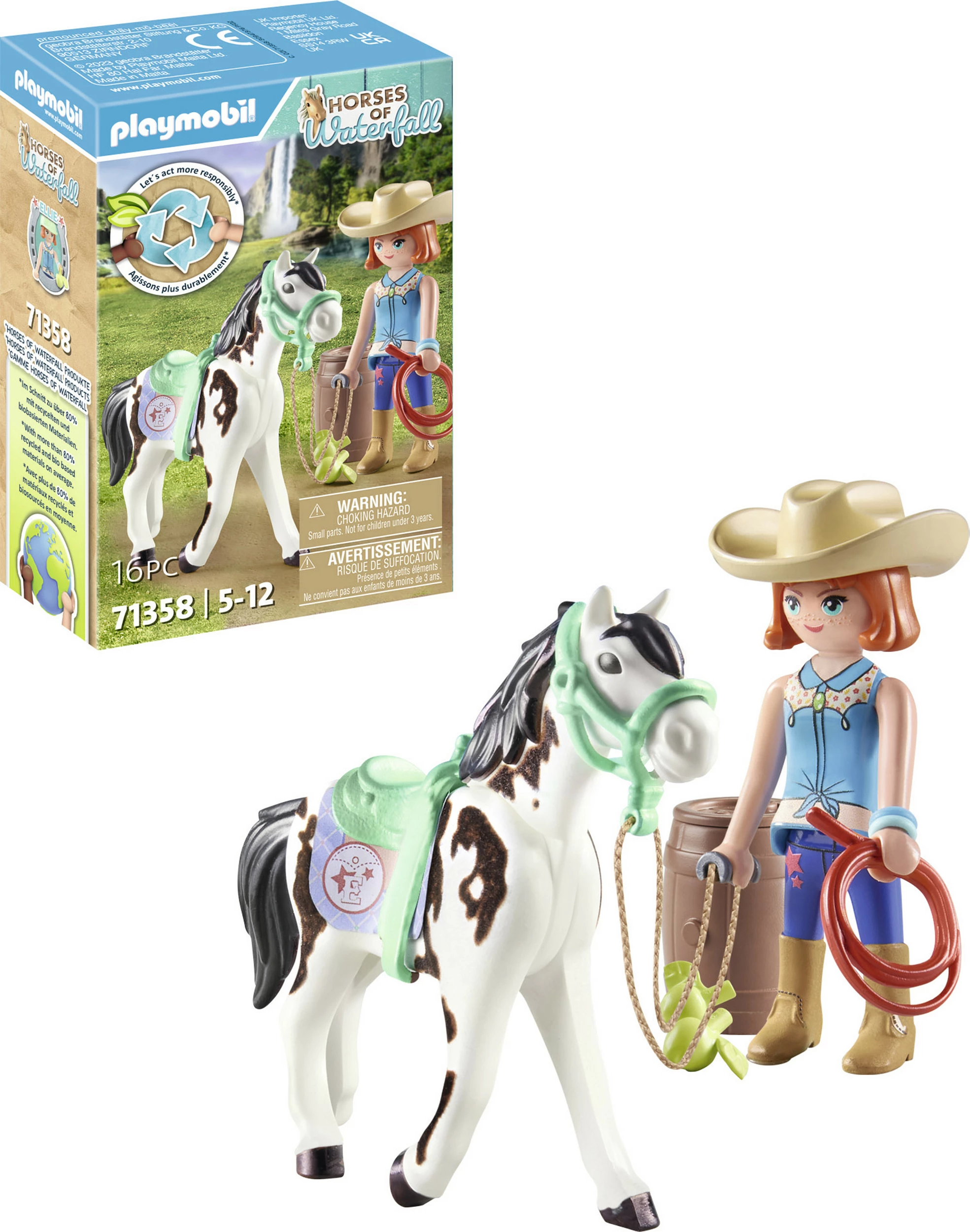 Set figurash lodër Playmobil Horses of Waterfall 71358, Ellie me kalë dhe aksesorë western, shumëngjyrësh