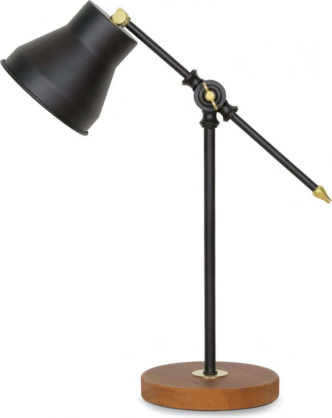 Llambë tavoline FH7584.01 bazë ngjyrë kafe e çelur, shtyllë dhe krah të zi, kapak të zi