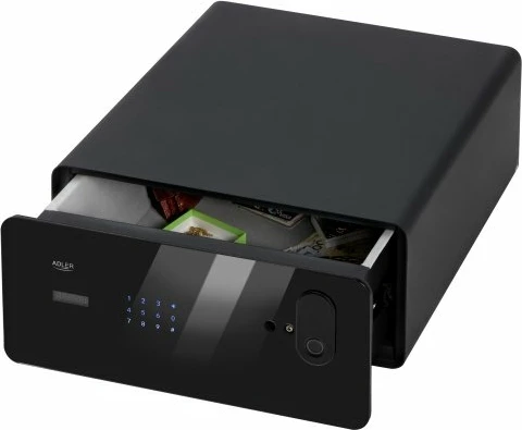 Kasafortë sirtar Adler AD 1044, 17 L, touch panel, kod + fingerprint + çelës emergjent, e zezë, set me 2 çelësa