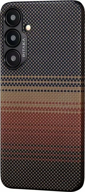 Mbështjellës Pitaka MagEZ 4 për Samsung Galaxy S24+ ultra-i hollë 1 mm, fibër aramid, Fusion Weaving, i përputhshëm me MagSafe, Sunset, kafe