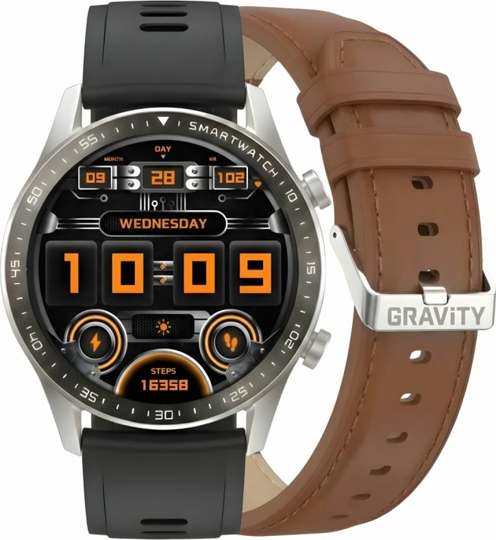 Smartwatch Gravity GT10-8, argjendt, 2 rripa