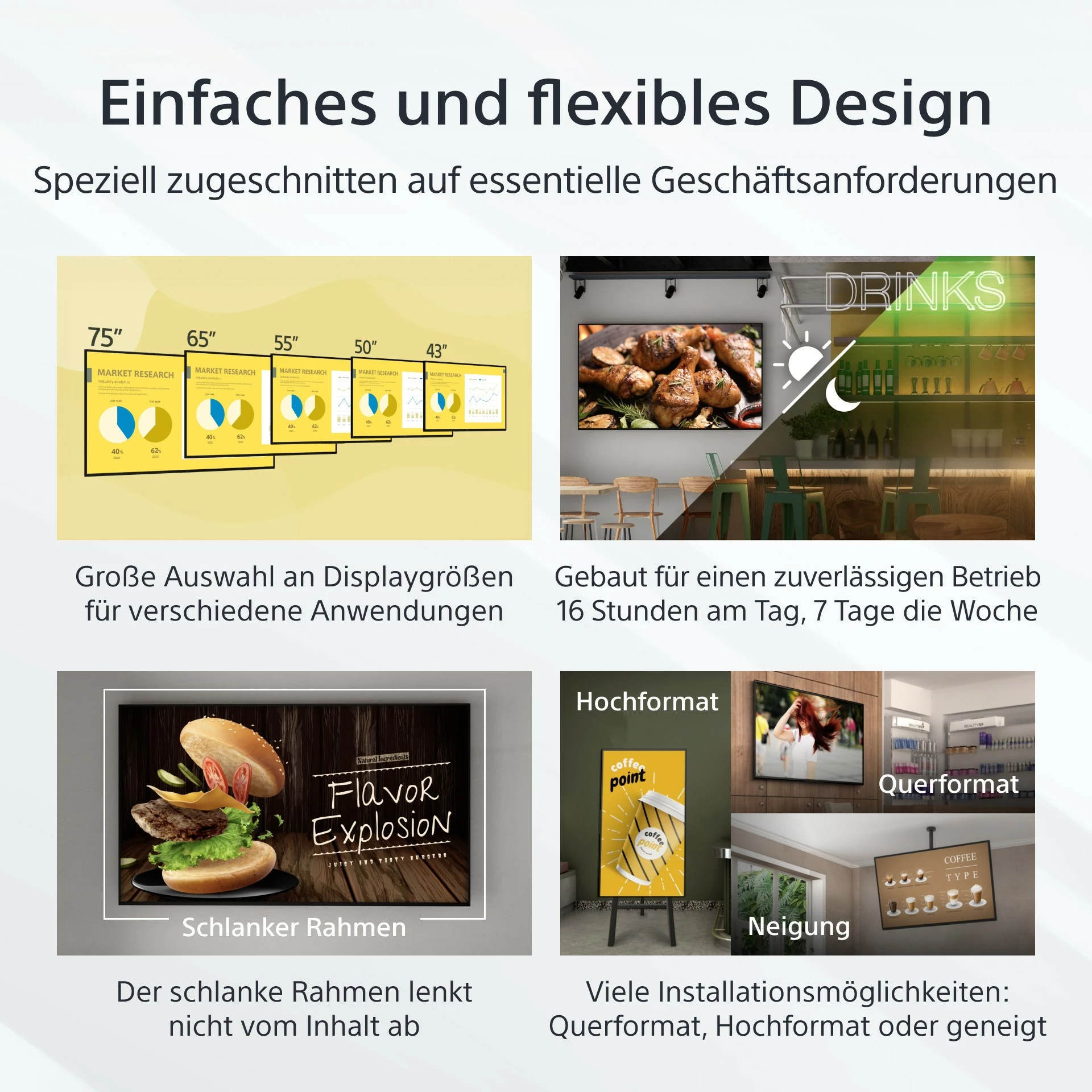 Ekran i madh Sony FW-55EZ20L, 55 inç, 4K Ultra HD, LED, Android, Wi-Fi