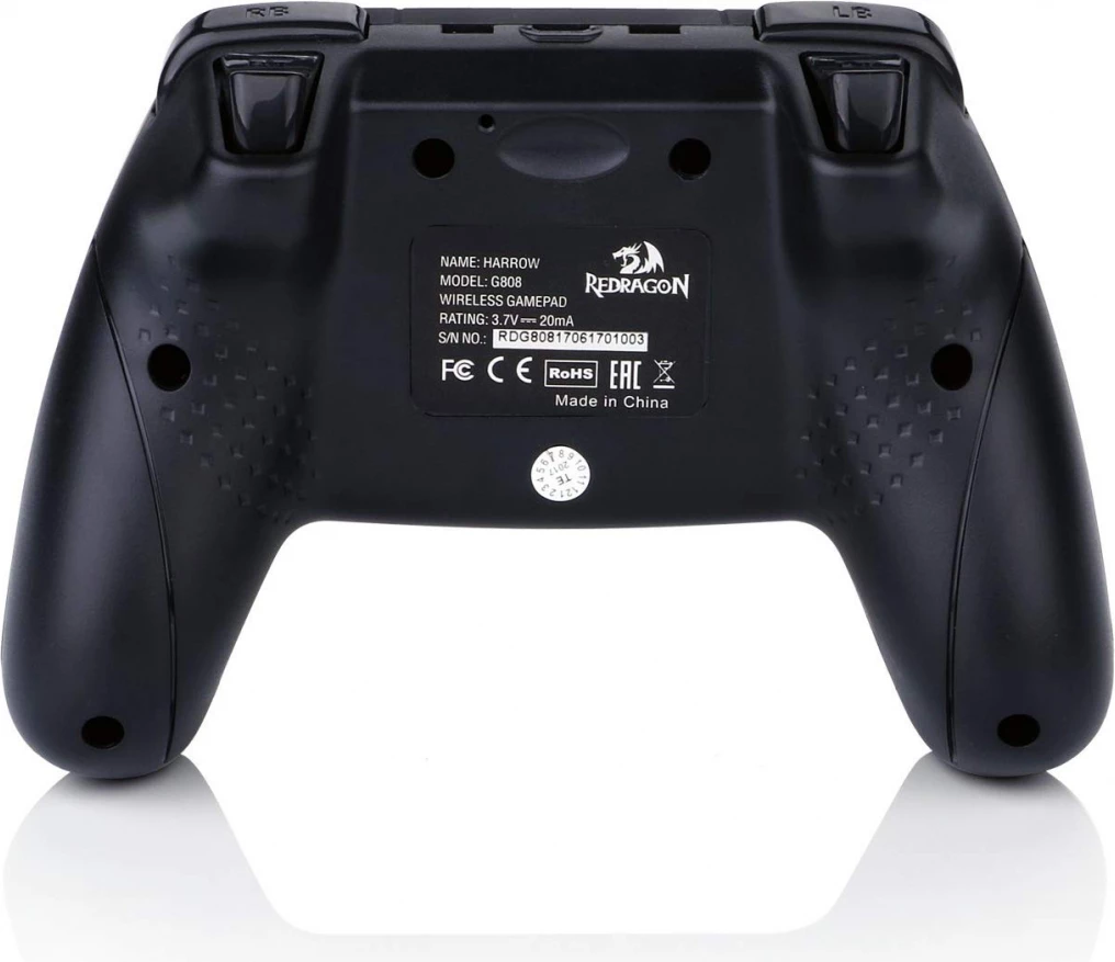 Kontroller loje Redragon Harrow G808, wireless 2.4GHz, multi-platform, dual vibration, bateri e rikarikueshme, i zi, me USB receiver