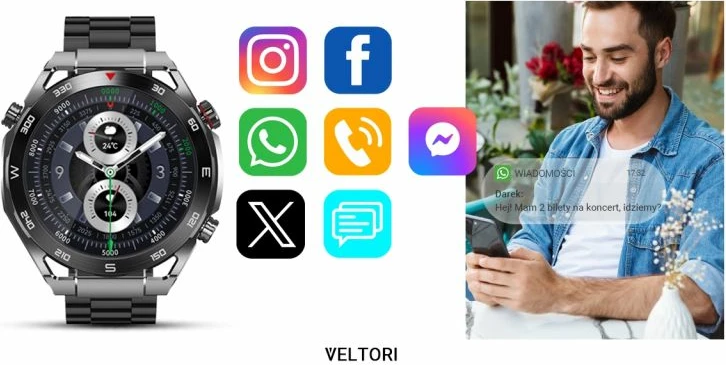 Smartwatch VELTORI unisex, e zezë