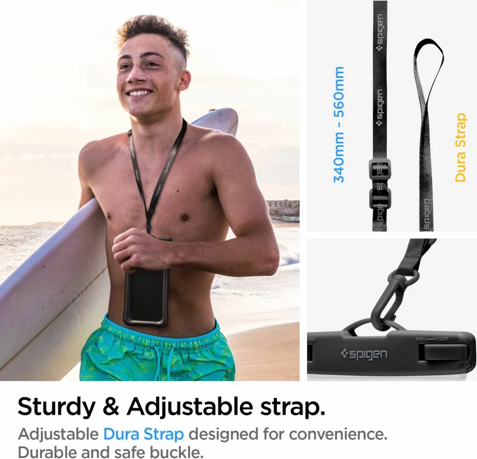 Mbështjellës Spigen Aqua Shield A610, për celular, IPX8, set 2 copë, i zi