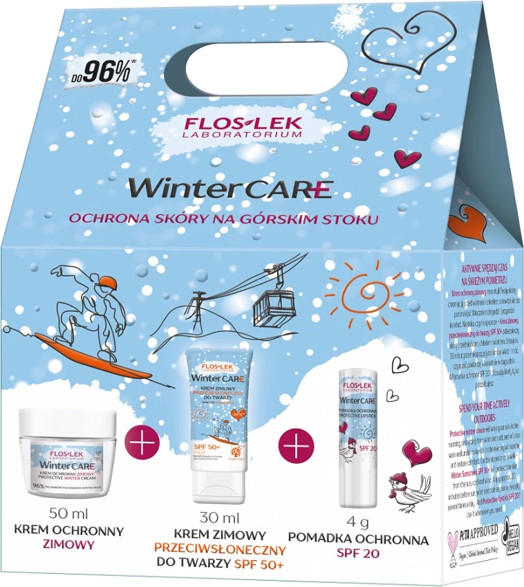 Set për kujdes dimëror Floslek, krem mbrojtës 50ml + krem fytyre SPF50+ 30ml + balsam buzësh SPF20 4g