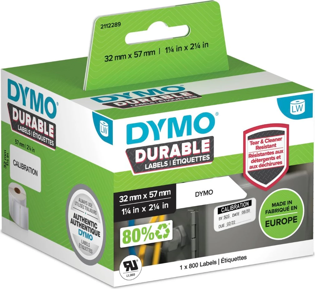 Etiketë ngjitëse, Dymo, 2112289, 32 x 57 mm, Durable, 800 copë, e bardhë