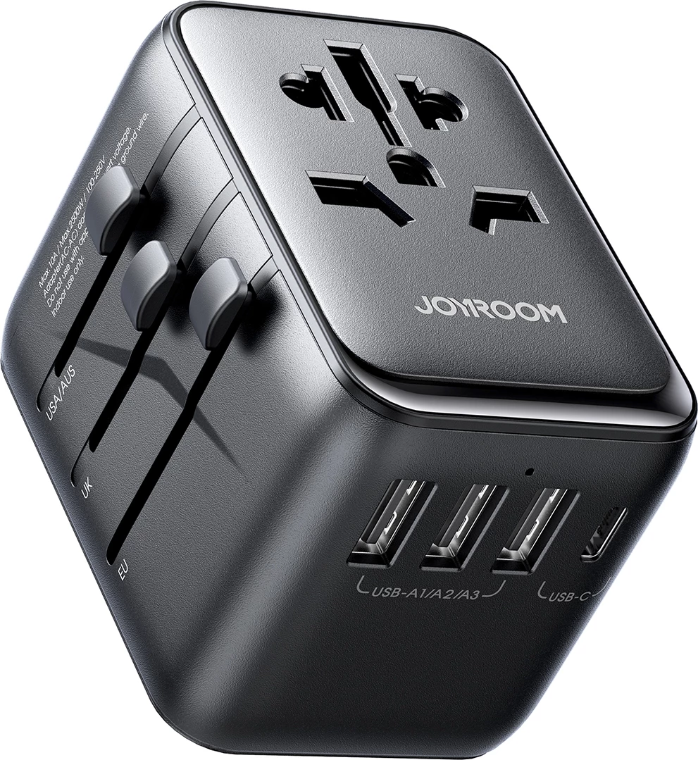 Adapter udhëtimi universal Joyroom JR-TCW01, 17W, 4 porta USB, i zi