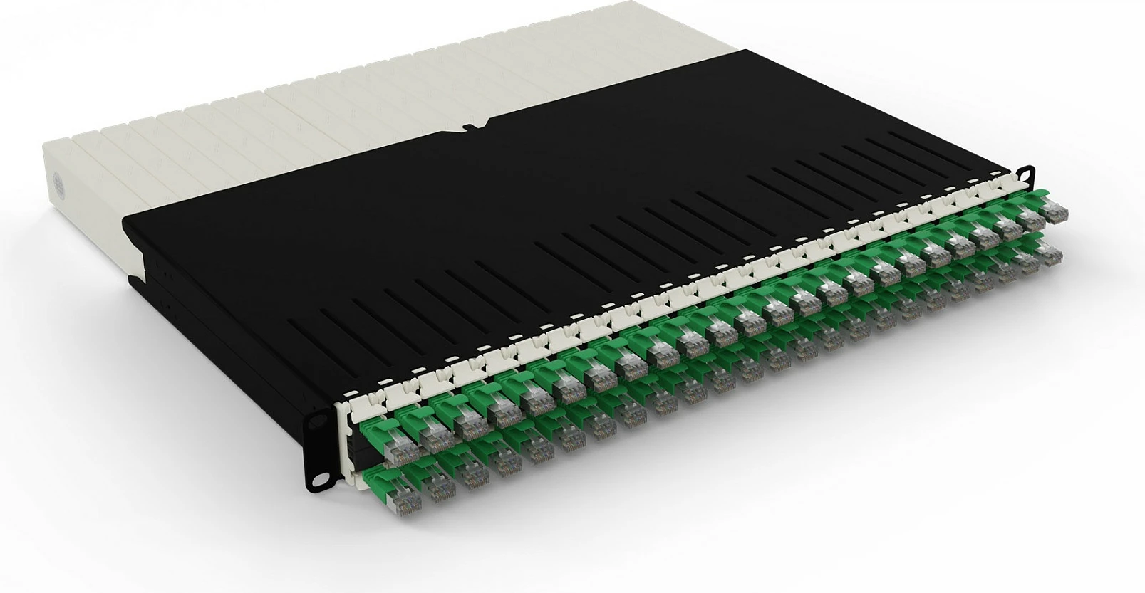 Sistem menaxhimi kabllash PATCHBOX patchbox.one 8RU, 24x kabllo LAN Cat6a STP 0.8m, i gjelbër