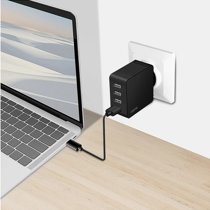 Karikues USB-A LogiLink 24 W, 4 porte, i zi