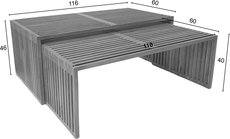 Set tavoline Tinnie prej 2 copash, dru teak, ngjyrë natyrale