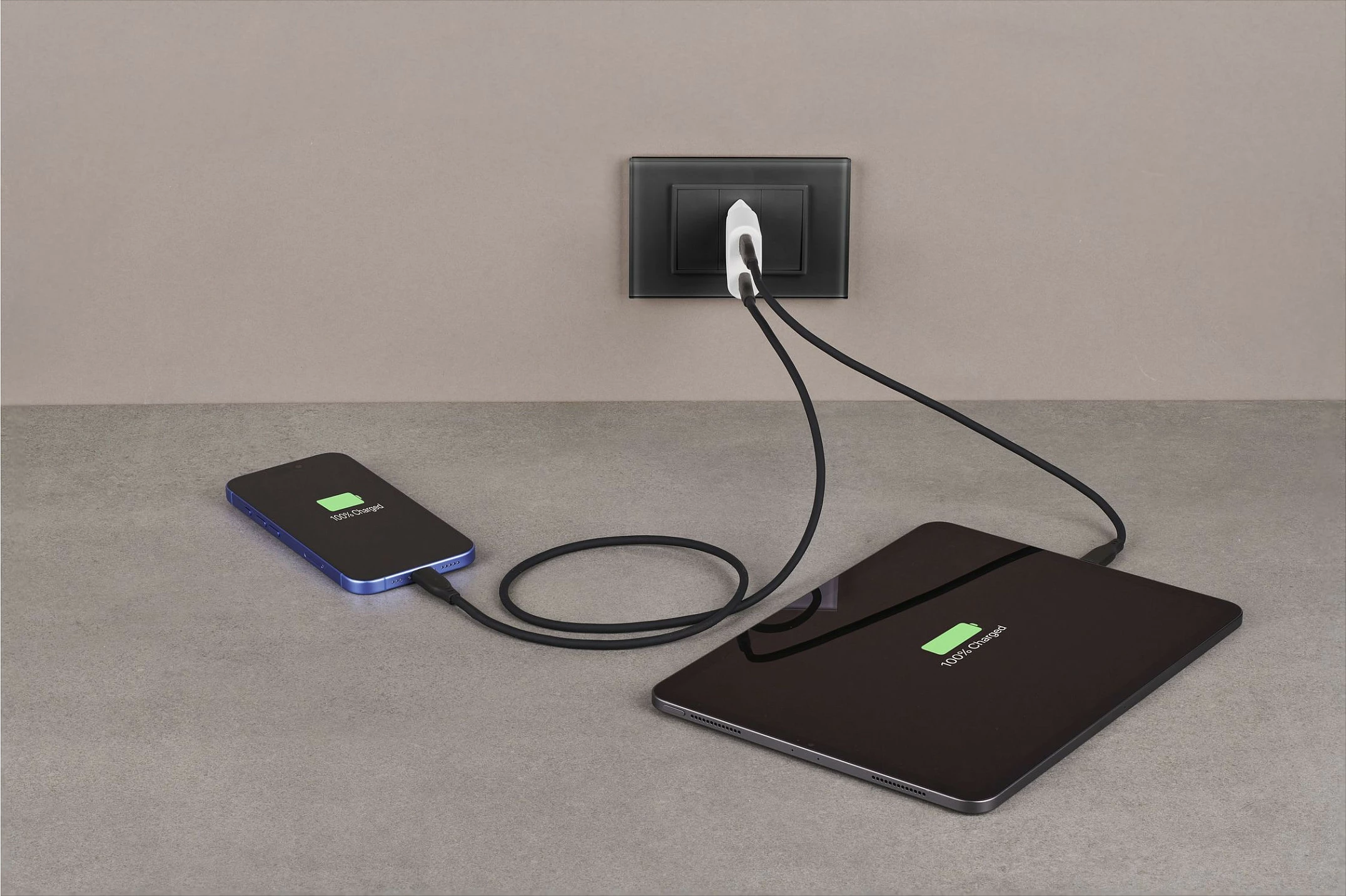 Karikues USB-C Cellular Line Duo GaN 30W, 2x USB-C, Power Delivery, i bardhë