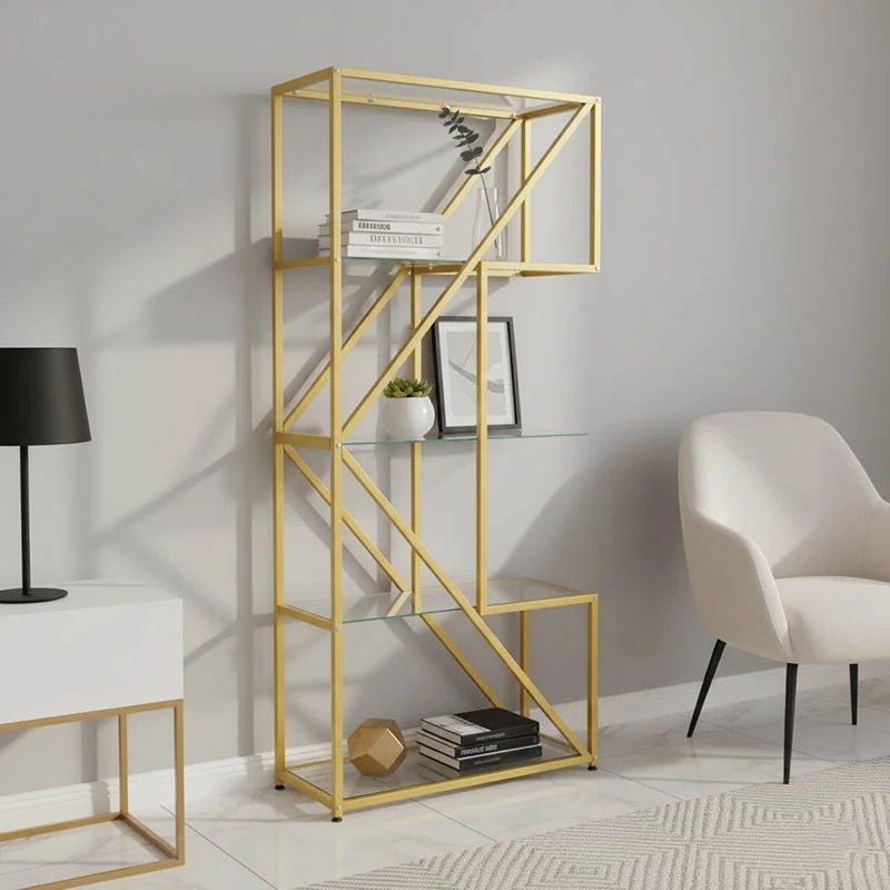 Raft Aylan, xham e metal, ngjyrë ari, 100x30x200cm