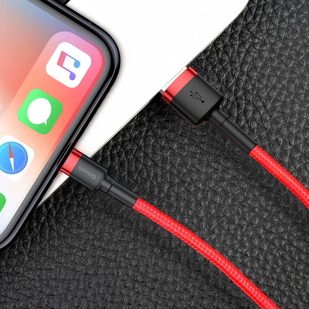 Kabllo Baseus Cafule CALKLF-C09 USB-A në Lightning, 2m, e kuqe