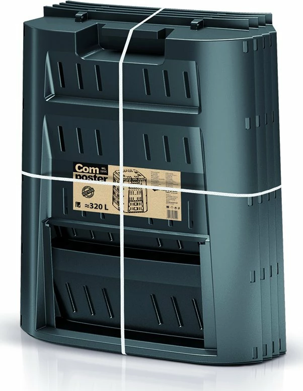 Kosh komposti Prosperplast CompoGreen 320 l, plastikë 70x70x80 cm, gri e errët