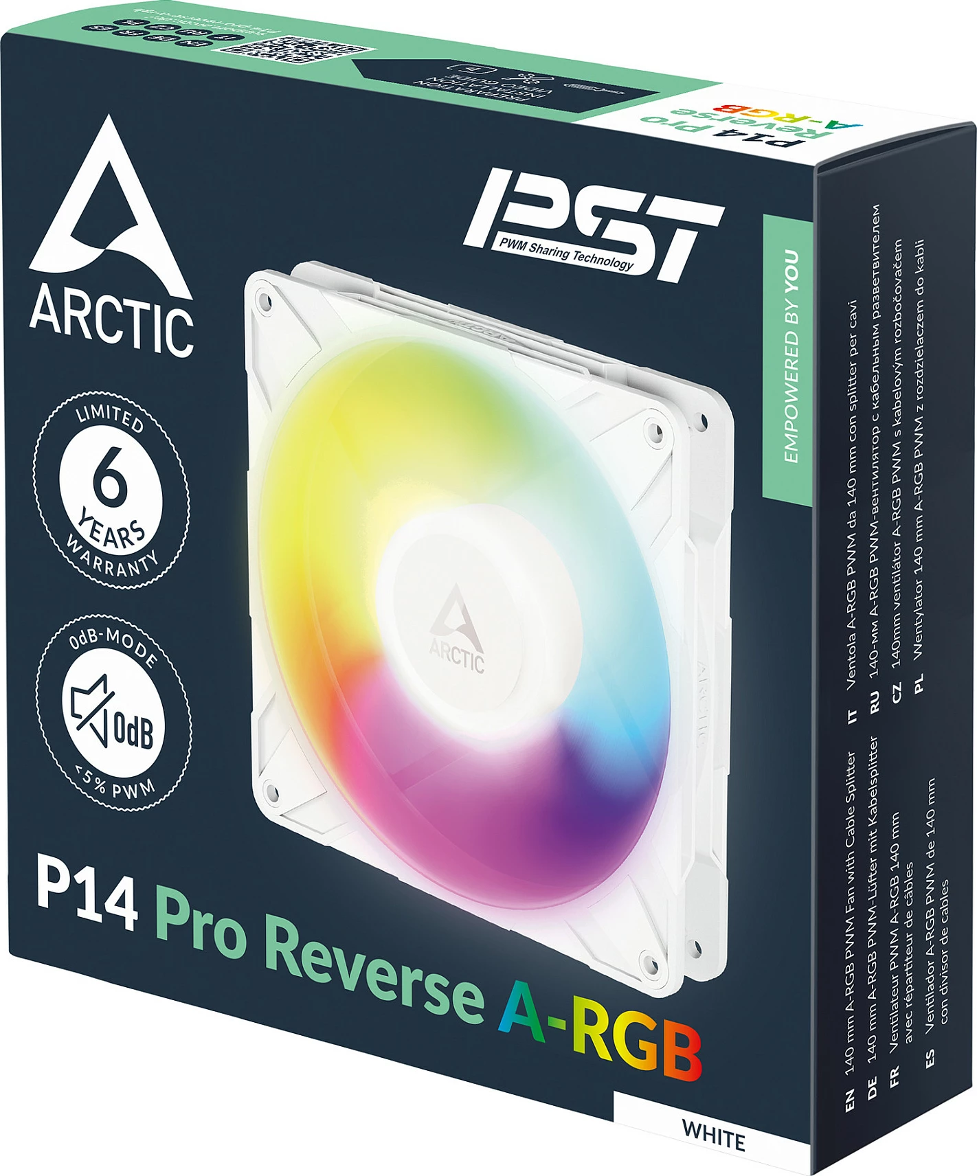 Ventilator për Kasë ARCTIC P14 Pro Reverse PWM A-RGB, 140mm, i bardhë