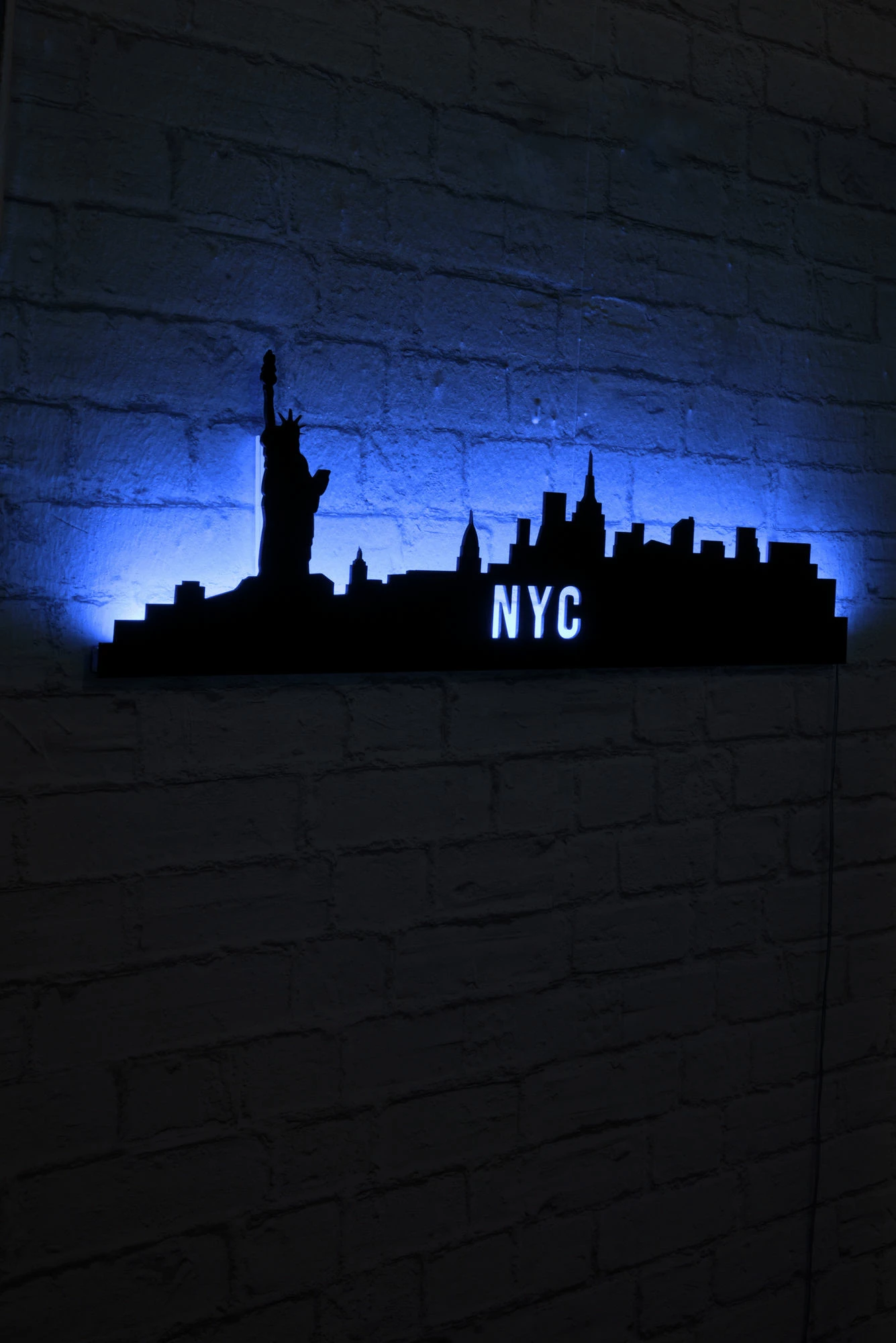 Ndriçim dekorativ LED, siluetë NYC, ngjyrë e kaltër