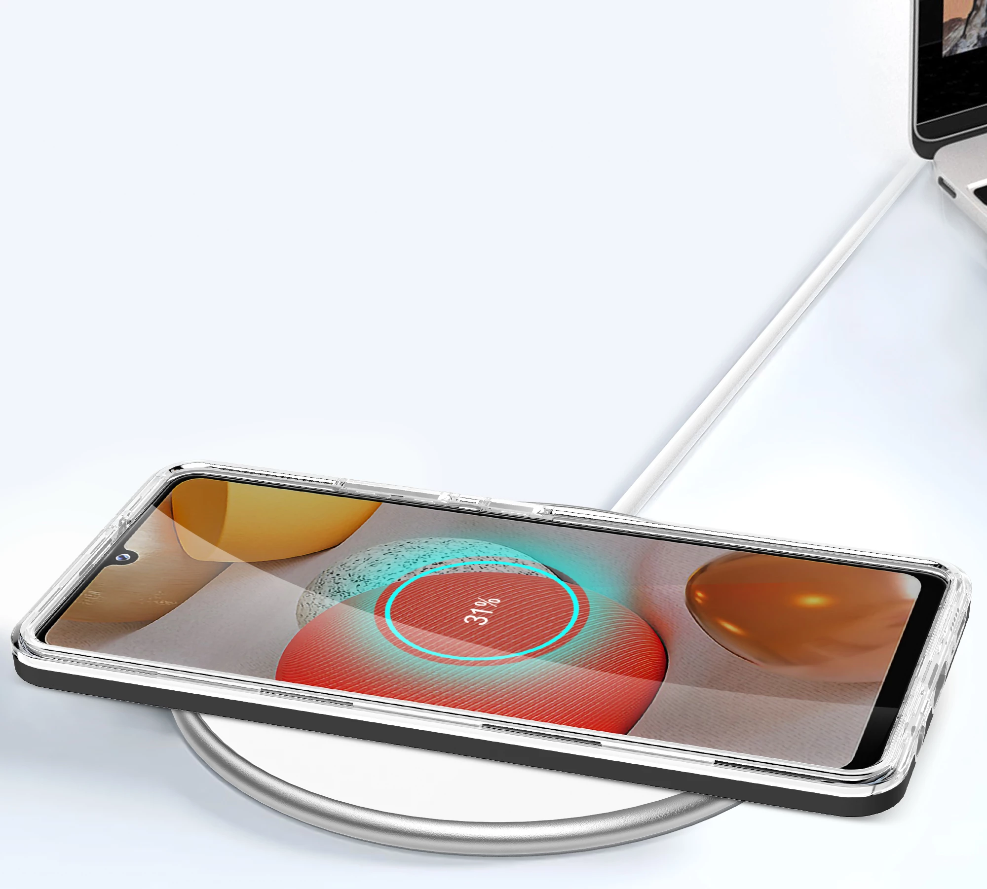 Mbështjellës Hurtel Hybrid Armor Clear 3in1 për Samsung Galaxy A42 5G, i zi/transparente