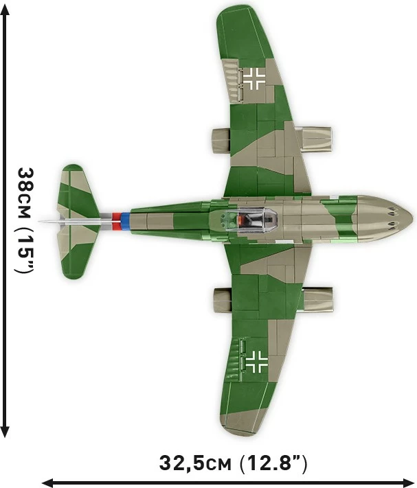 Set ndërtimi Cobi Klocki Messerschmitt Me262 A-1a, 390 pjesë, me figurë piloti, Jeshile/Gri
