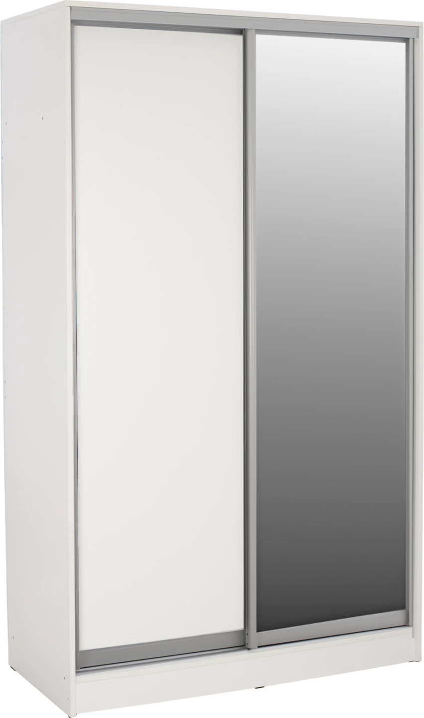 Dollap me dy dyer rrëshqitëse, ngjyrë e bardhë, me pasqyrë, FH2460.03, 120x60x220 cm