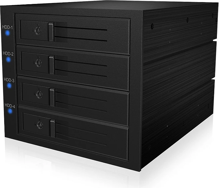 Kasë hot-swap për 4x HDD 3.5" ICY BOX IB-574SSK-12G, SATA III/SAS 12Gb/s, me kyç dhe ventilator, e zezë