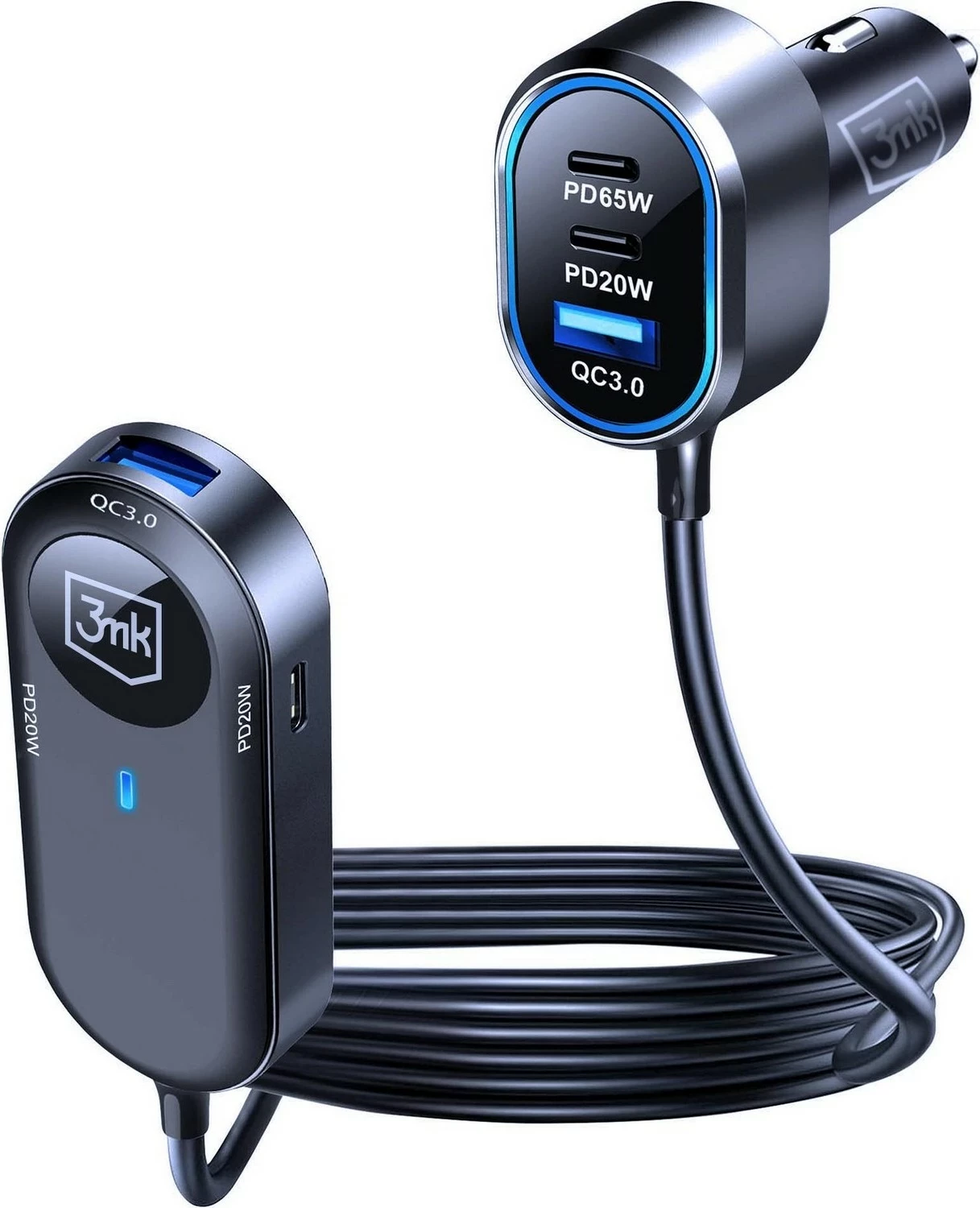 Karikues veture 3MK Double Car Charger 135W, 4x USB-C, 2x USB-A, i zi