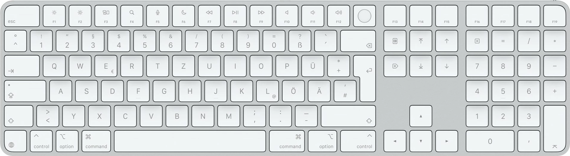 Tastierë Apple Magic me Touch ID dhe Tastierë Numerike, për Mac me Apple silicon, Gjermanisht, Ngjyrë Bardhë