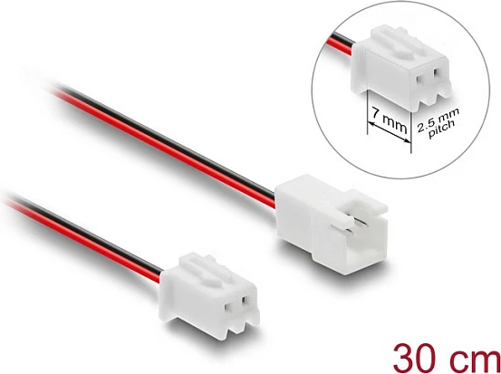 Kabllo zgjatëse për ventilator DeLOCK 90762, 2-pin, 30 cm, AWG26, zezë/kuqe/bardhë