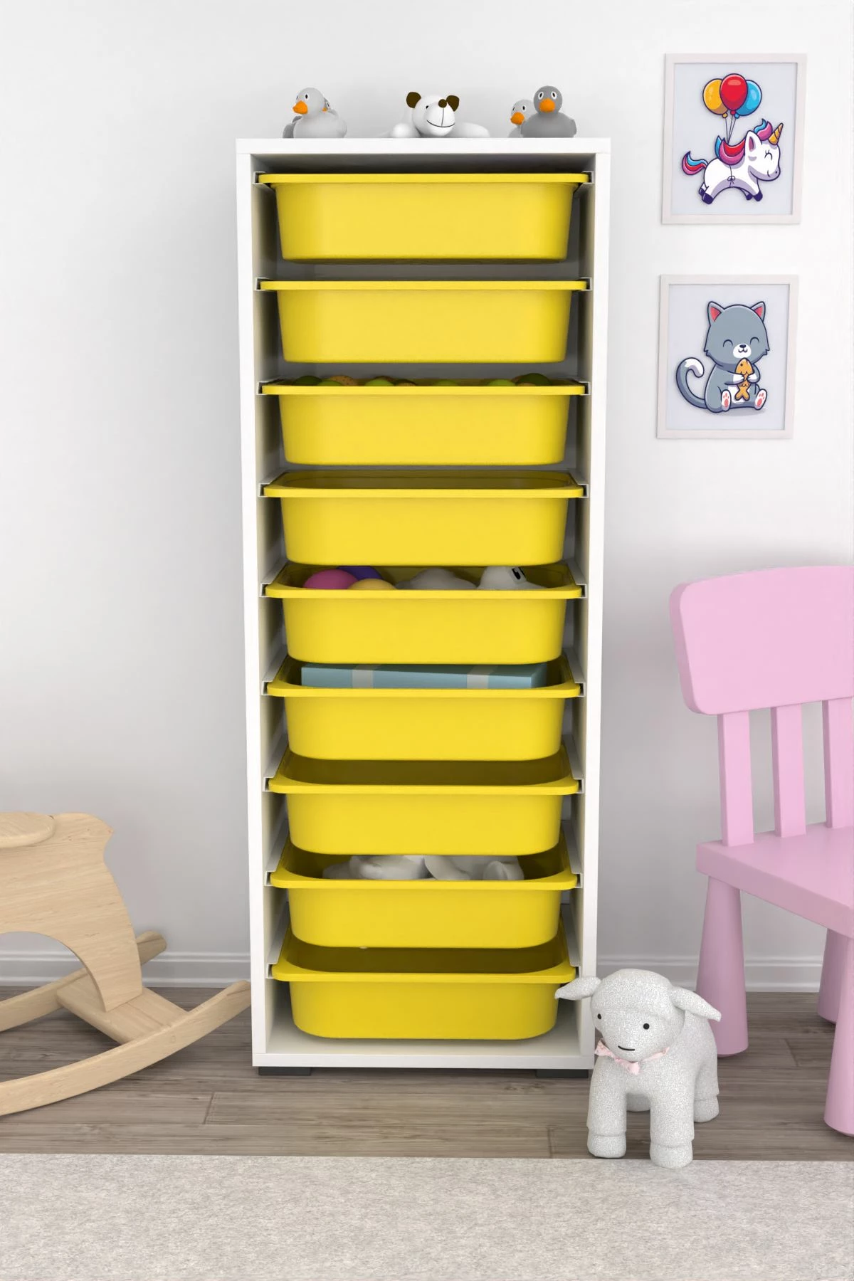 Dollap multifunksional Hanah Home, Zola 9N, bardhë-verdhë